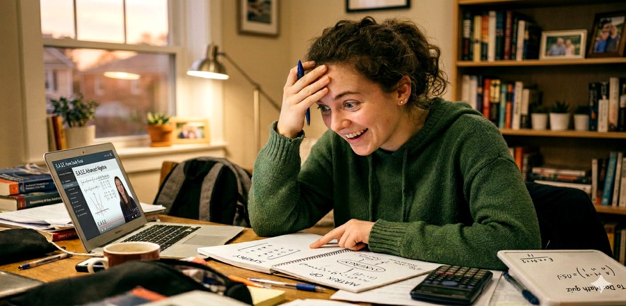 Student attending an E.A.S.E. live online mathematics class